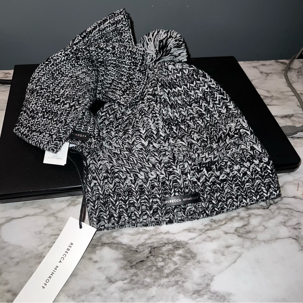 Rebecca Minkoff beanie & arm warmer set